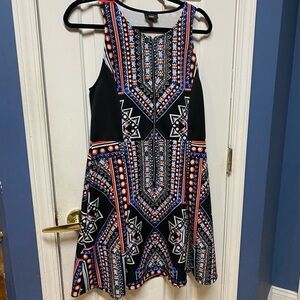 Mossimo A-line Geo tribal boho Dress With Zipper Front Closure sleeveless size L